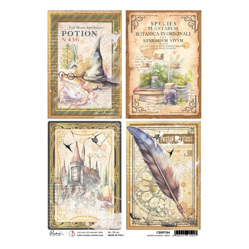 Rice Paper A4 Piuma Wizard Academy cards