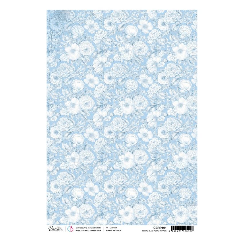 Rice Paper A4 Piuma Royal Blue Petal Parade