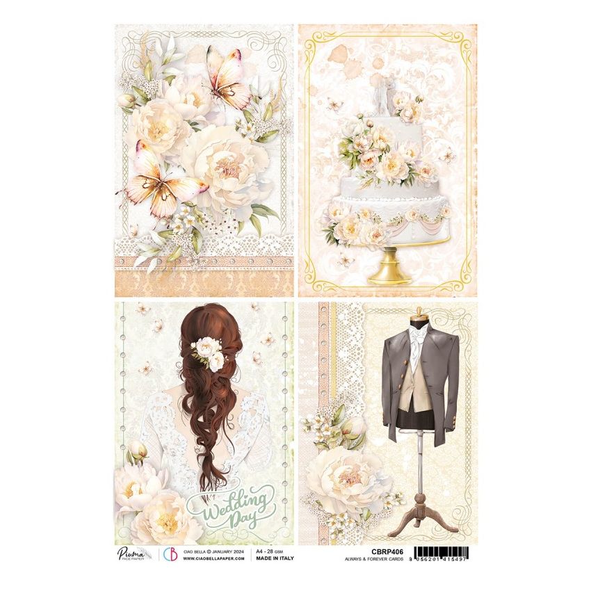 Rice Paper A4 Piuma Always and Forever cards