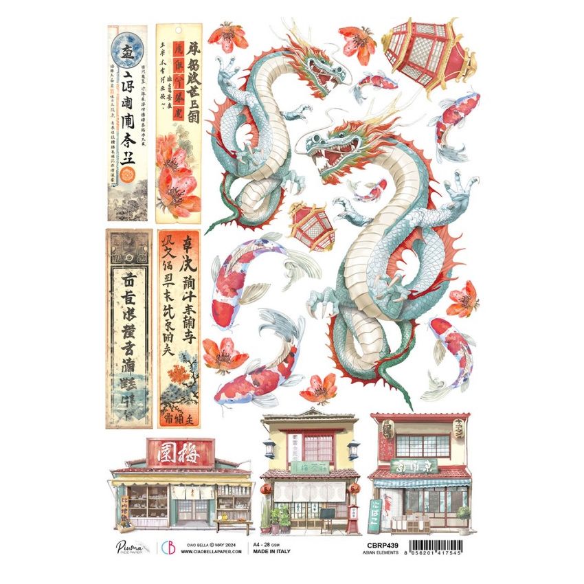 Rice Paper A4 Asian Elements