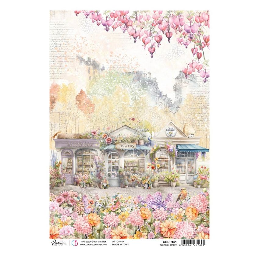 Rice Paper A4 Flowered street
