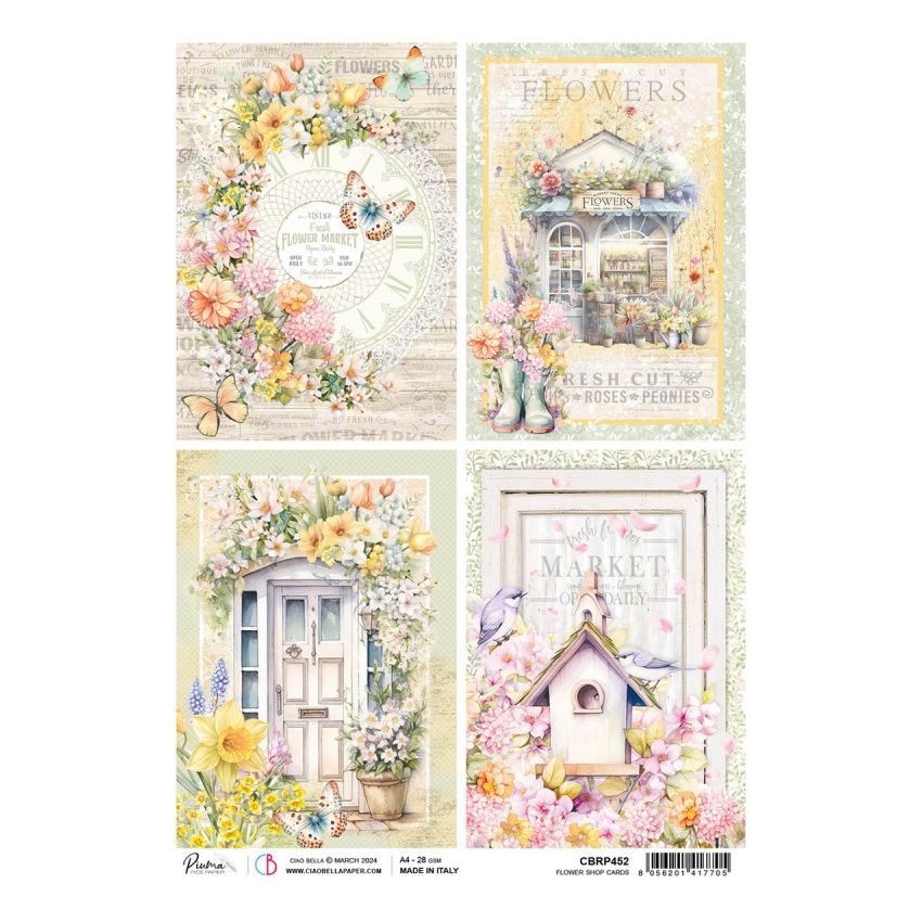 Rice Paper A4 Flower shop cards
