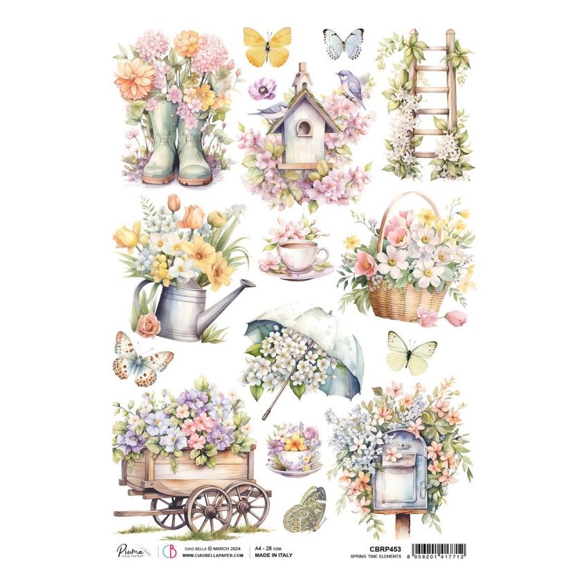 Rice Paper A4 Spring Time Elements