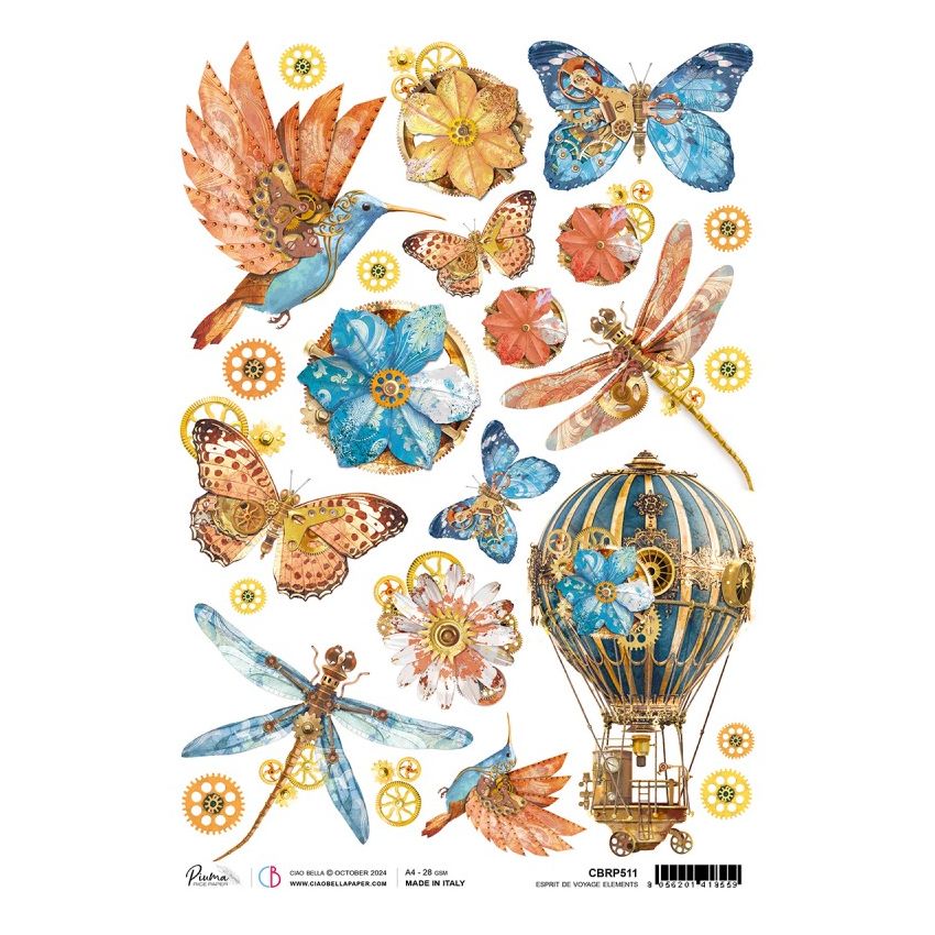 Rice Paper A4 Esprit de voyage elements