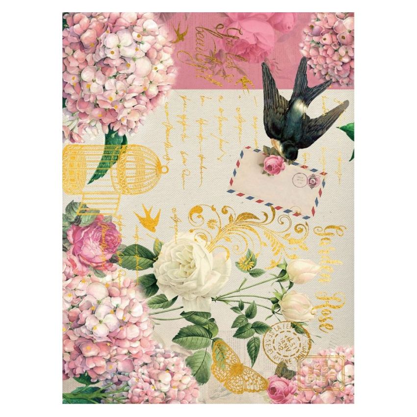 Papel de Arroz ORO HORTENSIAS 30x41cm