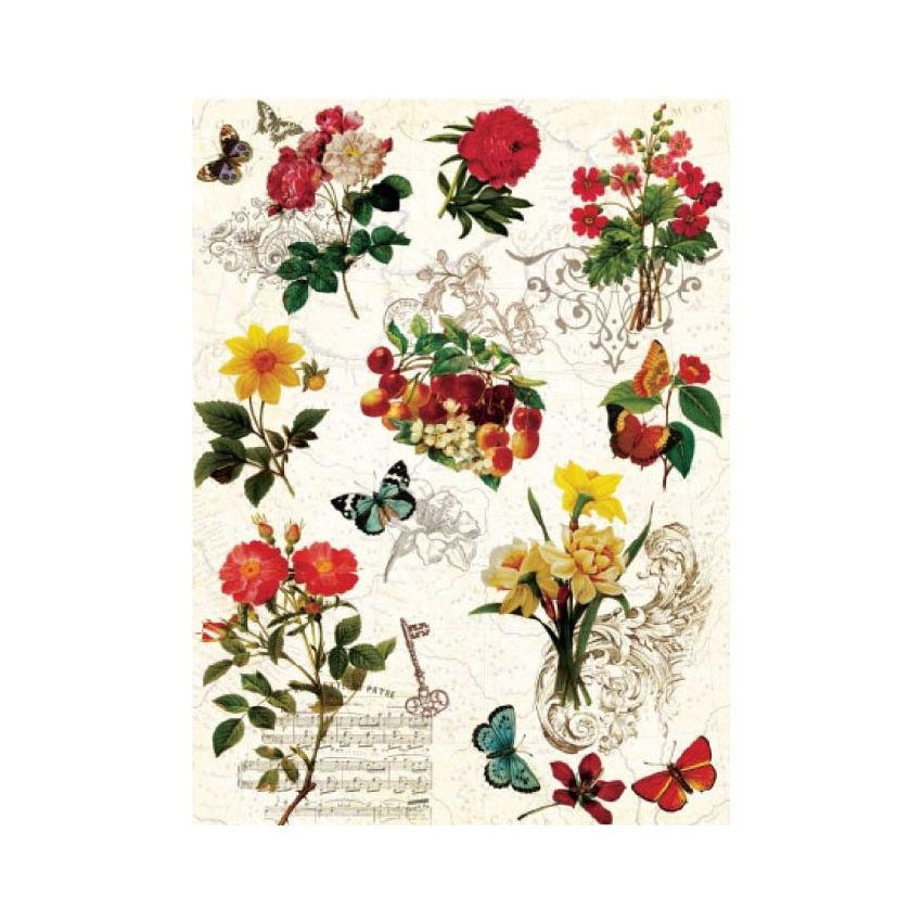 Papel de Arroz FLORES Y MARIPOSAS 1 30x41cm