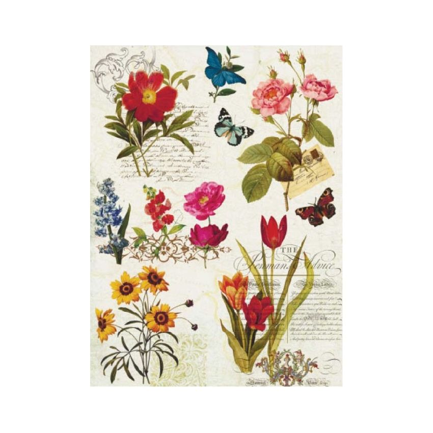 Papel de Arroz FLORES Y MARIPOSAS 2 30x41cm