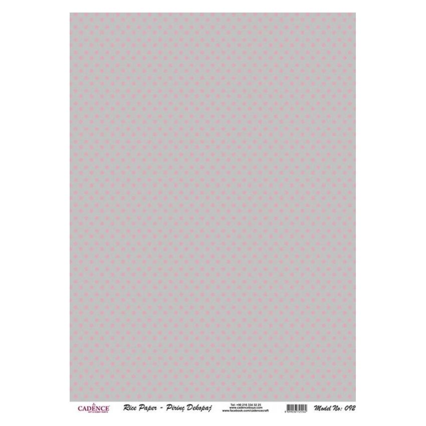 Papel de Arroz PUNTOS ROSAS-GRIS 30x41cm