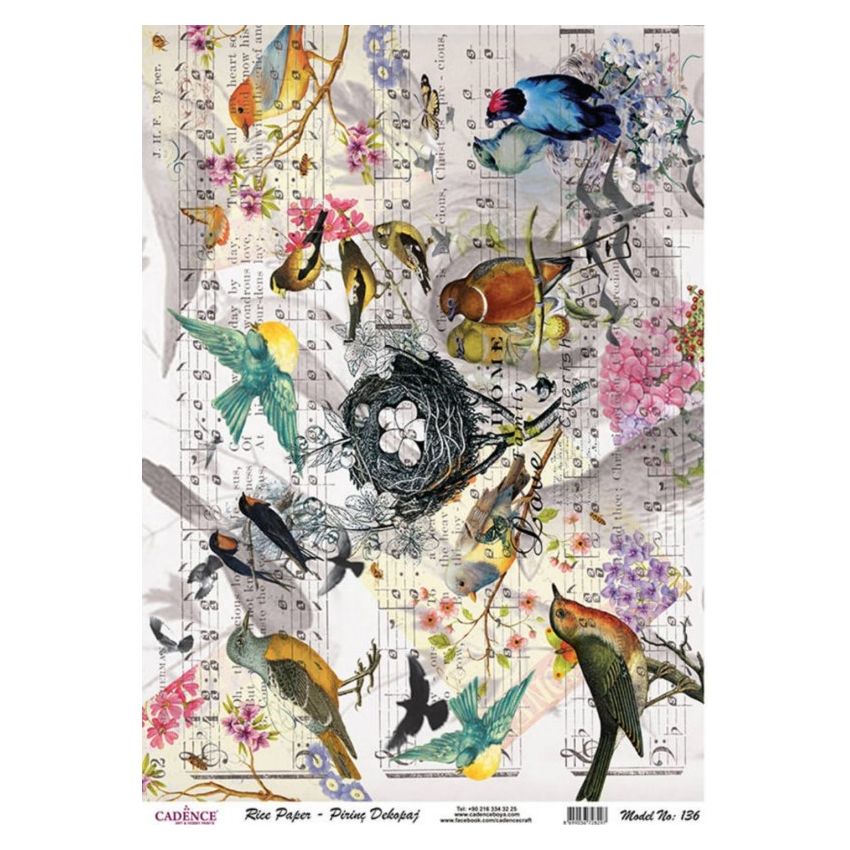Papel de Arroz PARTITURAS AVES 30x41cm
