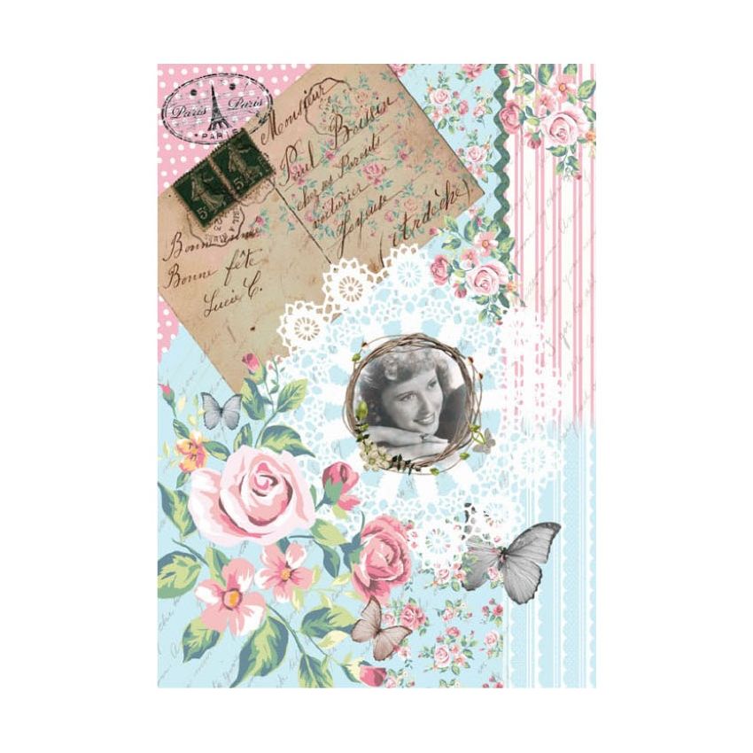 Papel de Arroz POSTAL SHABBY 30x41cm