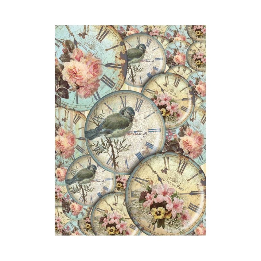 Papel de Arroz ESFERAS RELOJ AVES 30x41cm