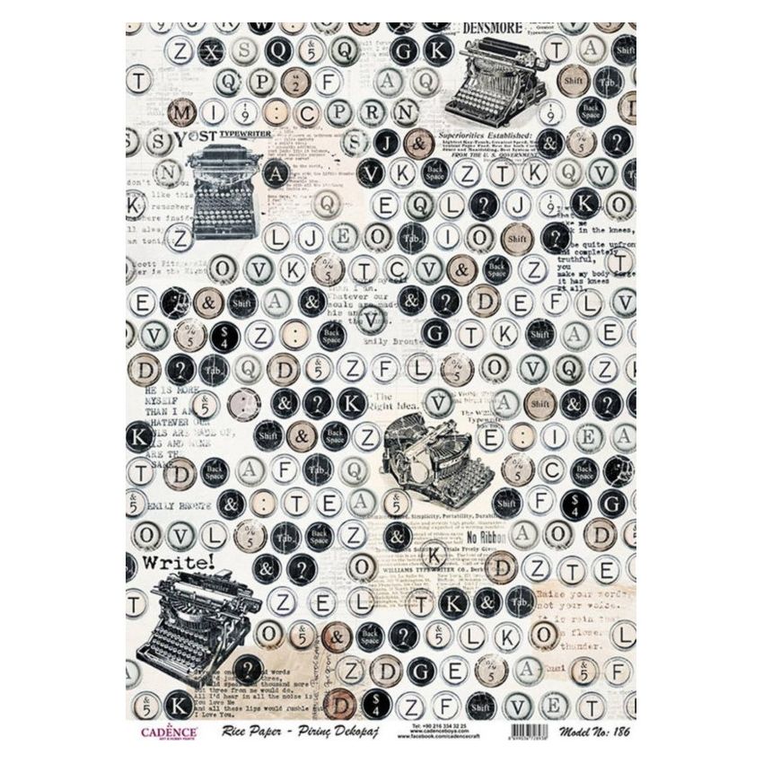 Papel de Arroz TYPEWRITER 30x41cm