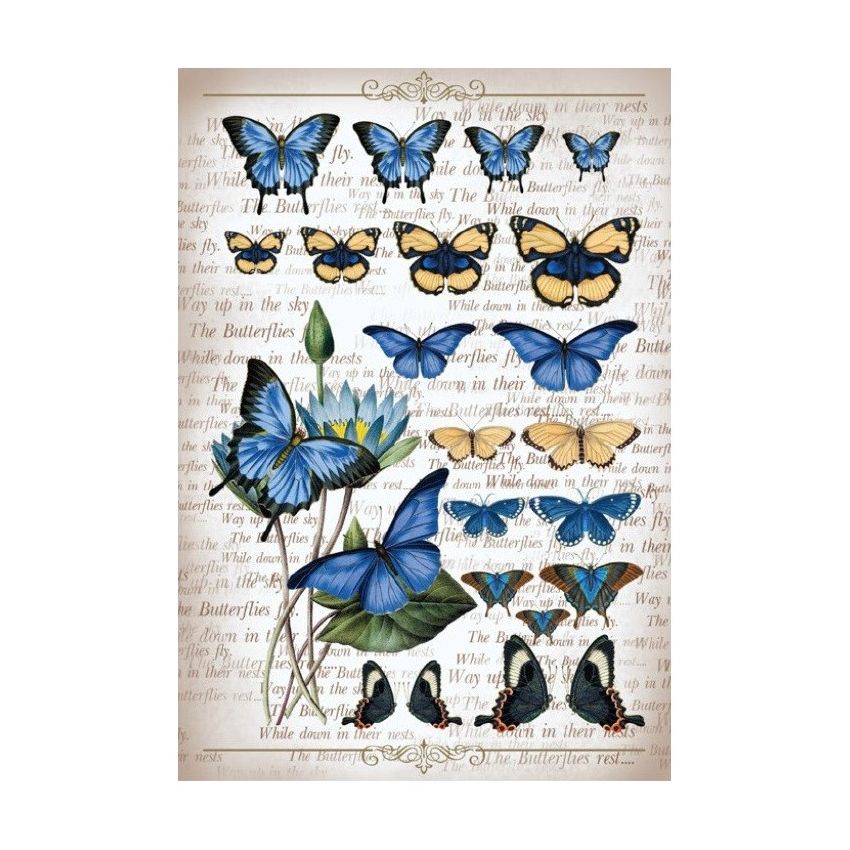 Papel de Arroz MARIPOSAS AZULES 30x41cm