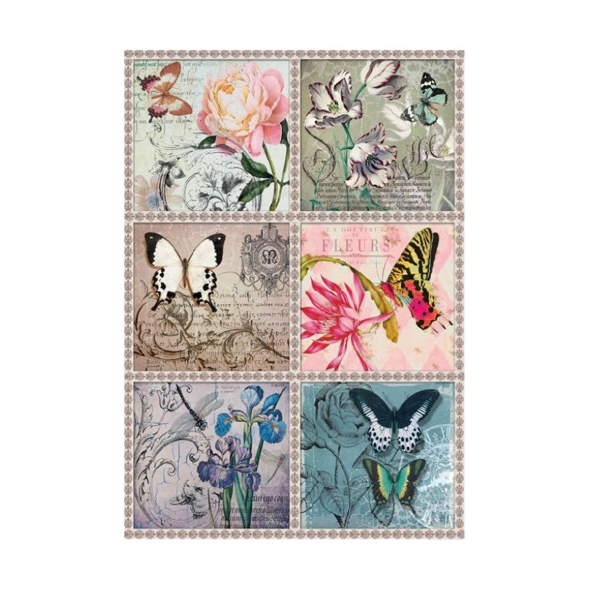 Papel de Arroz POSTALES MARIPOSAS 30x41cm
