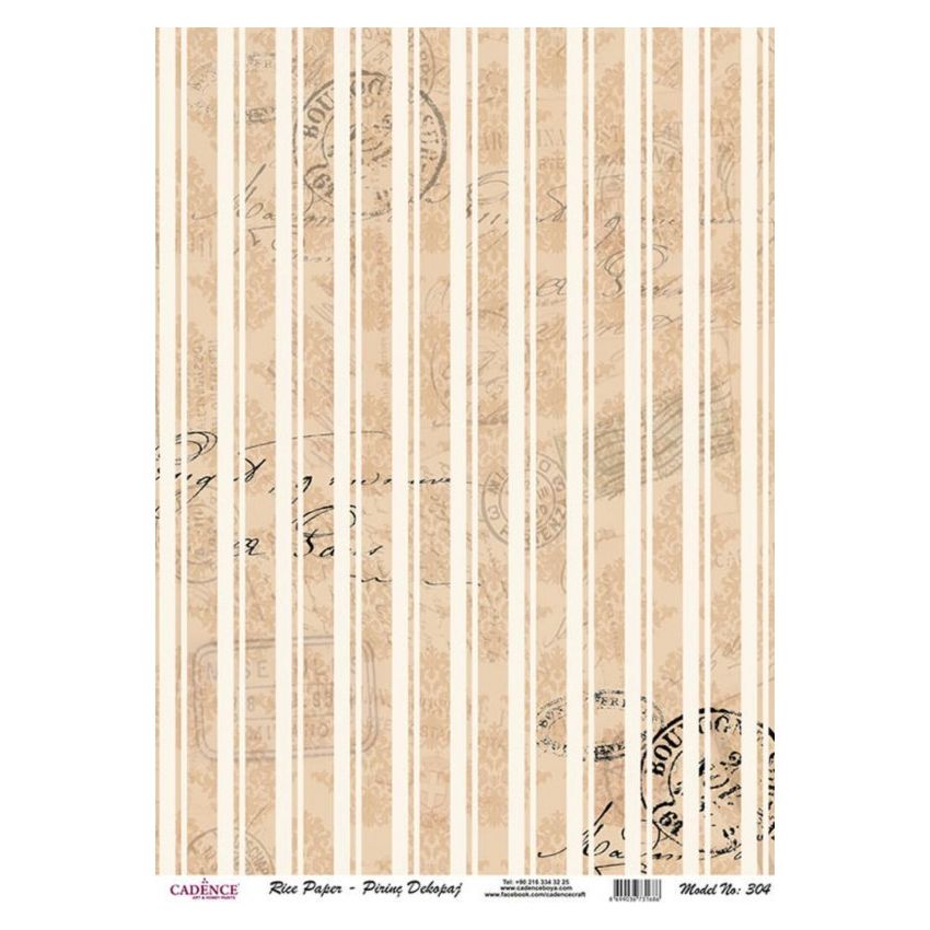 Papel de Arroz FRANJAS CREMA DISTRESS 30x41cm