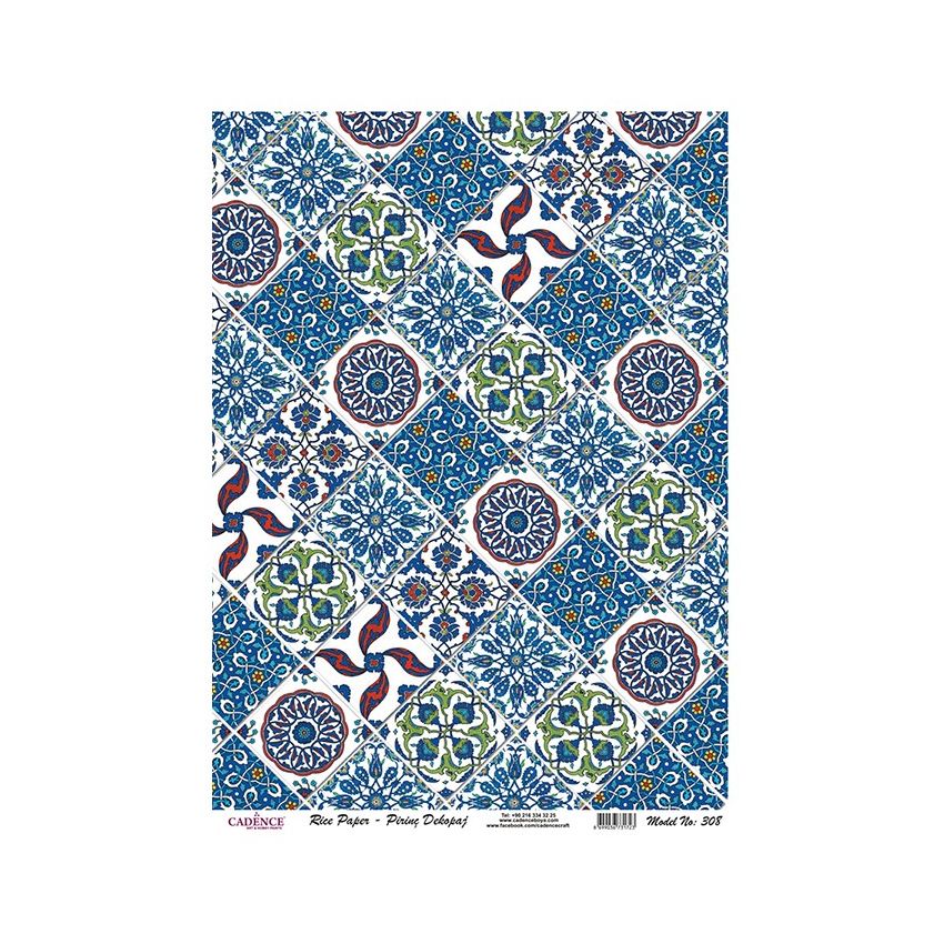 Papel de Arroz MINI AZULEJOS AZULES 30x41cm