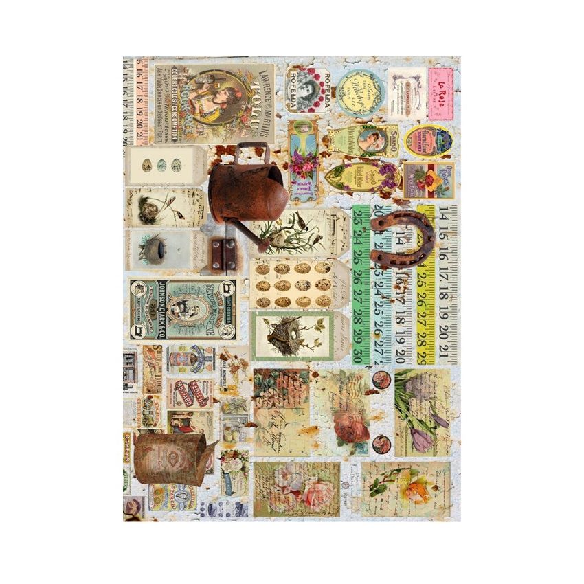 Papel de Arroz ETIQUETAS VINTAGE 30x41cm