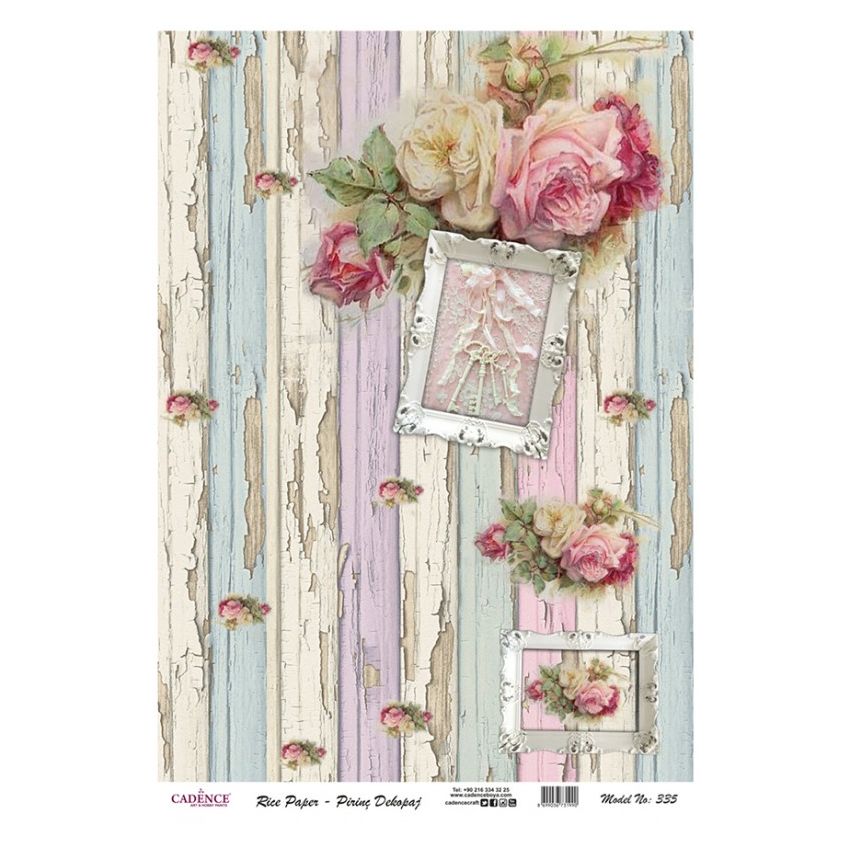 Papel de Arroz ROSAS SHABBY CHIC 30x41cm