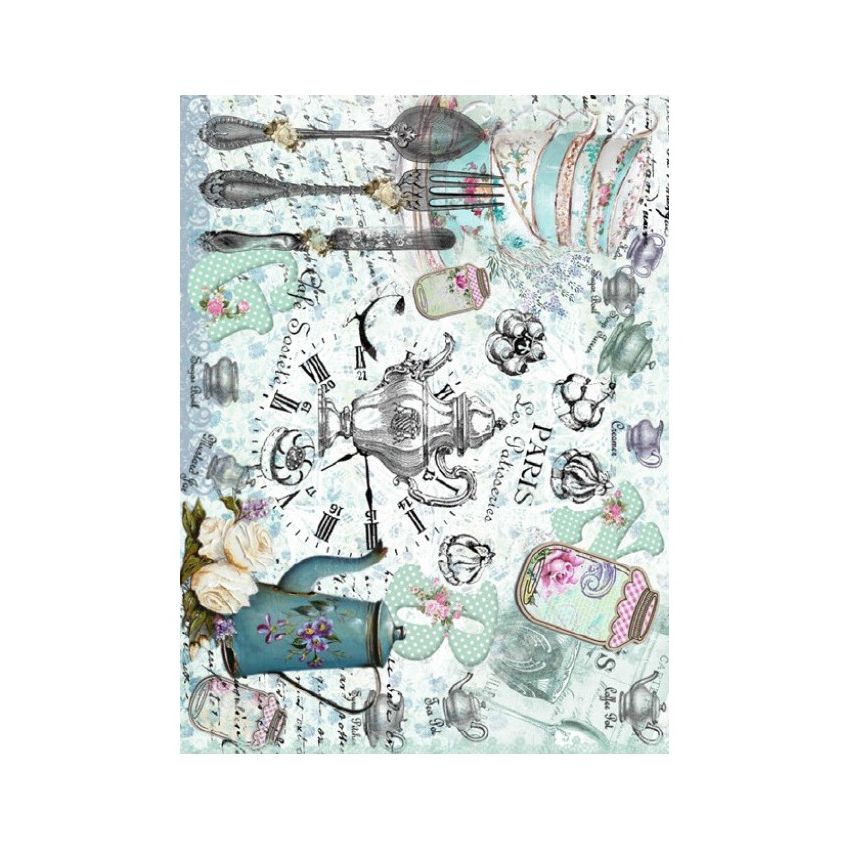 Papel de Arroz JUEGO DE TÉ AZUL 30x41cm