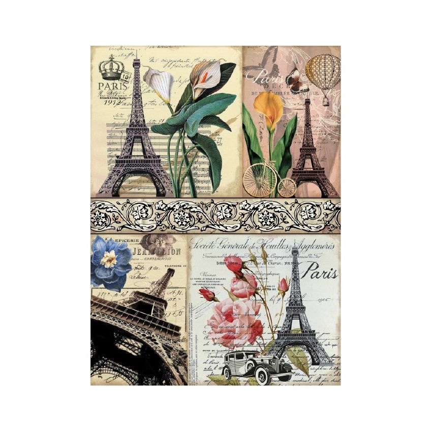 Papel de Arroz POSTALES EIFFEL 30x41cm