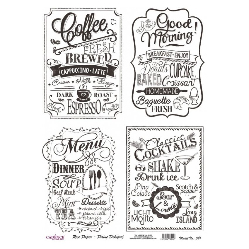 Papel de Arroz CARTELES BAR 30x41cm