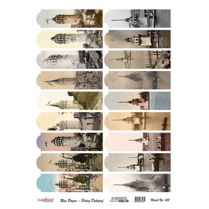 Papel de Arroz ETIQUETAS TORRE 30x41cm