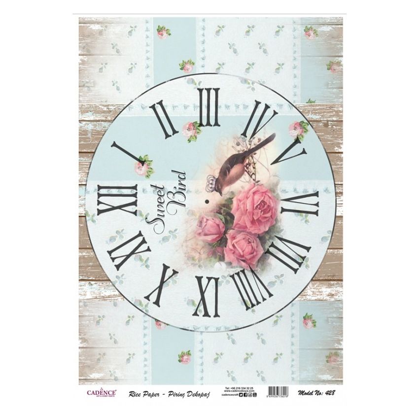 Papel de Arroz RELOJ SWEET BIRD 30x41cm