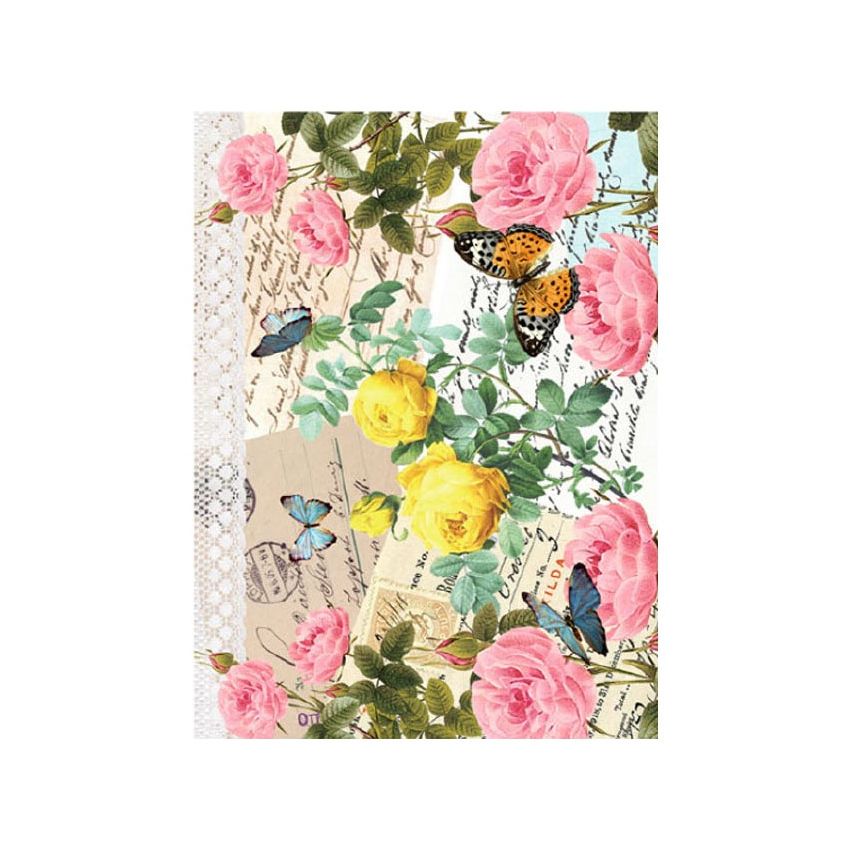 Papel de Arroz ROSAS CARTAS Y MARIPOSAS 30x41cm