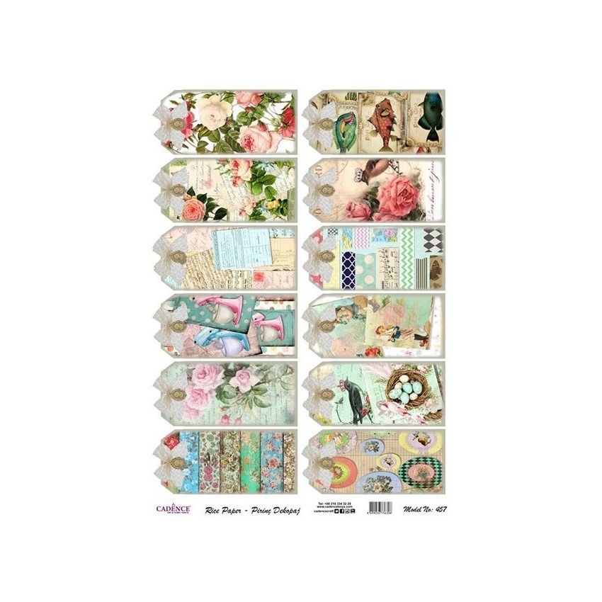 Papel de Arroz ETIQUETAS SHABBY 30x41cm