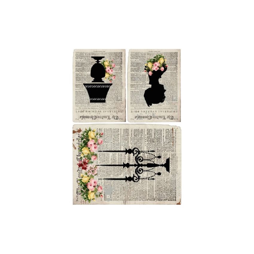 Papel de Arroz SILUETAS SOBRE PÁGINAS 30x41cm