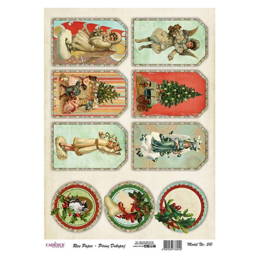 Papel de Arroz ETIQUETAS NAVIDAD 30x41cm