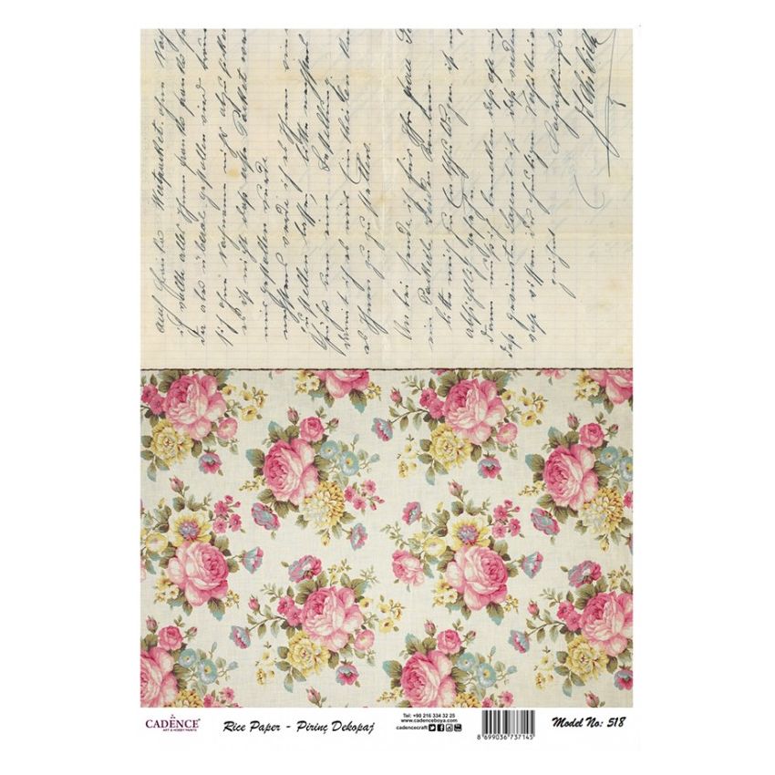 Papel de Arroz ROSAS Y CARTA 30x41cm