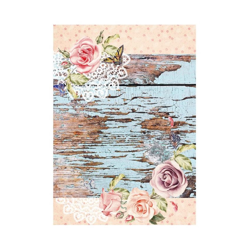 Papel de Arroz TABLÓN Y ROSAS 30x41cm