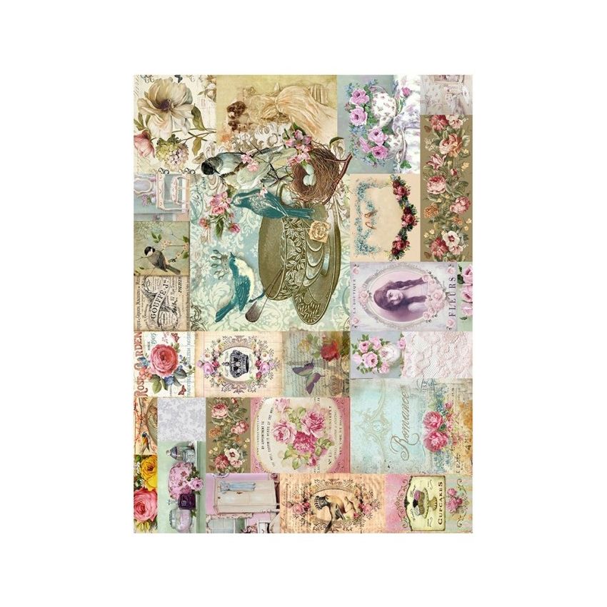 Papel arroz ETIQUETAS SHABBY 30x41cm