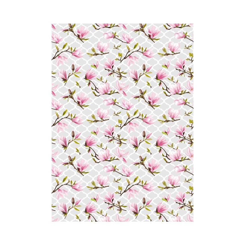 Papel de Arroz MAGNOLIAS FONDO GRIS 30x41cm