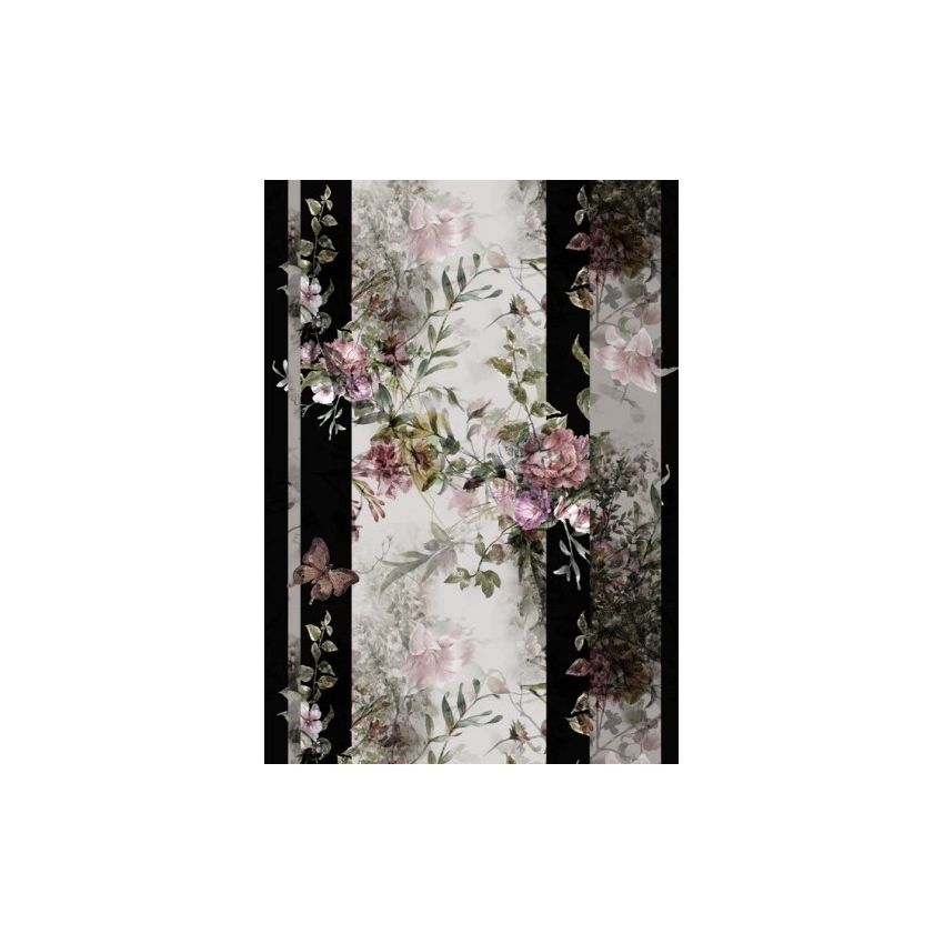 Papel de Arroz FLORES FRANJA NEGRA 30x41cm