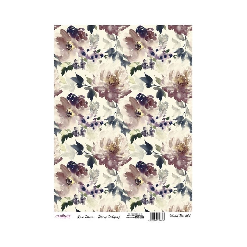 Papel de Arroz FLORES ACUARELA 30x41cm