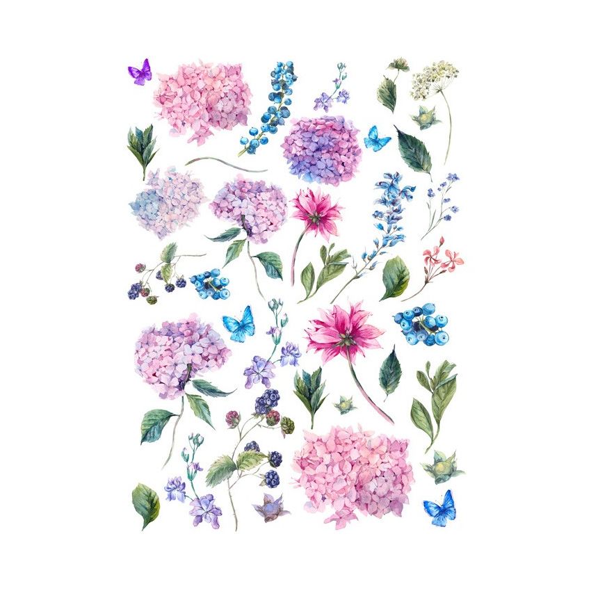 Papel de Arroz HORTENSIAS ROSAS 30x41cm