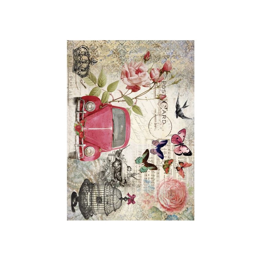 Papel de Arroz COCHE ROJO 30x41cm