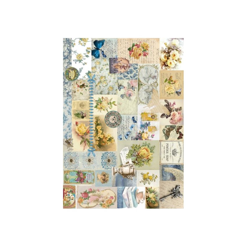 Papel de Arroz ETIQUETAS SHABBY 30x41cm