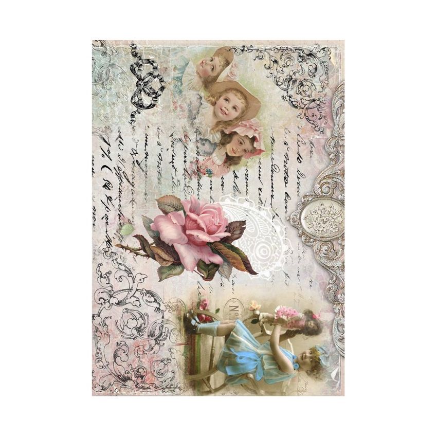 Papel de Arroz NIÑAS & ROSA 30x41cm