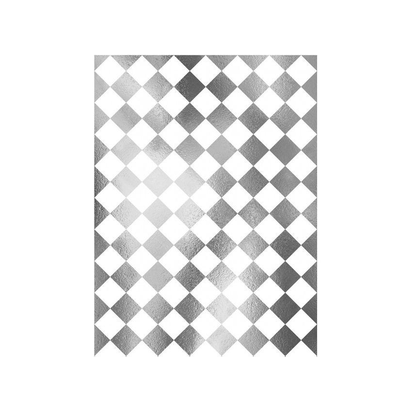 Papel de Arroz Fondo PLATA DAMERO 30x41cm