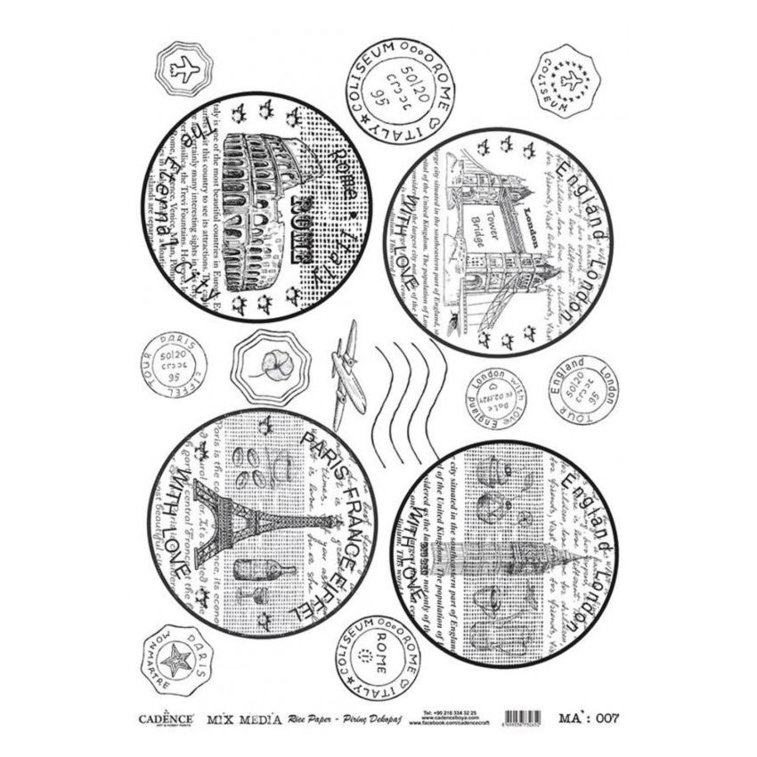 Papel de Arroz SELLOS VIAJE 30x41cm